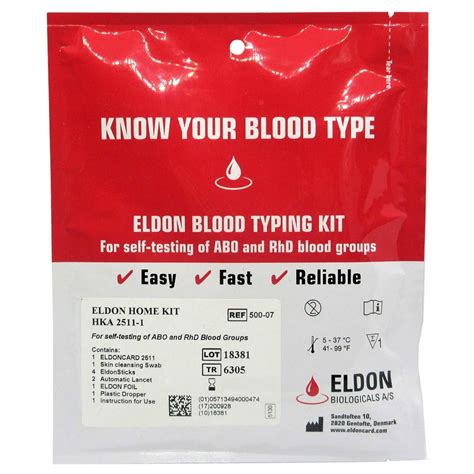 Eldoncard Blood Typing Kit, 2 Test Pack, Know Your 